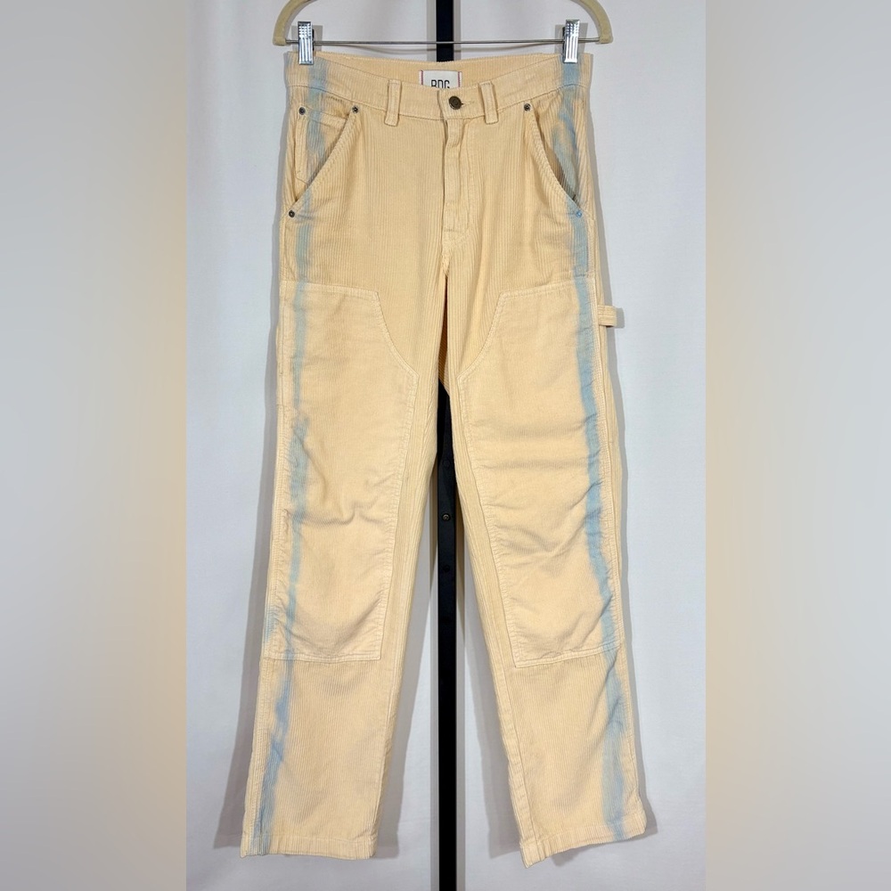 BDG Mango Pale Yellow Corduroy Straight Leg Double Knee Panel Pant Size 0